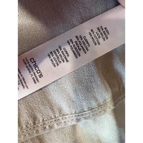 Chico's NWT Size 2 Linen & Lace Mix Pattern/Fash Vest Beige - Picture 4 of 6